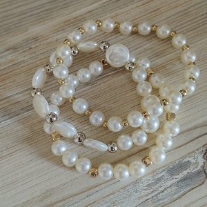 "Pearl Bracelets" ελαστικά βραχιόλια με πέρλες - χάντρες, πέρλες, χεριού, αυξομειούμενα - 4