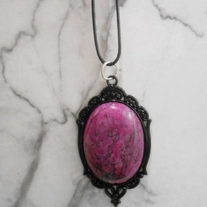 Κολιέ με ημιπολύτιμες πέτρες/Ροδονίτης Pink rhodonite pendant - ημιπολύτιμες πέτρες, μενταγιόν