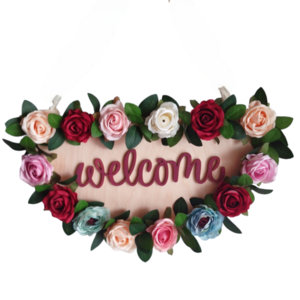 Στεφάνι "welcome" με τριαντάφυλλα - στεφάνια, τριαντάφυλλο