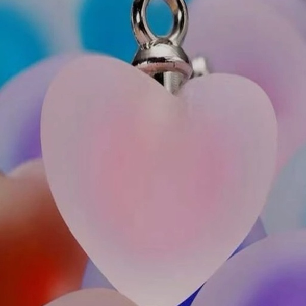Κολιε με κρυστάλλινη καρδιά οπαλινα σε ατσάλινη αλυσιδα - γυαλί, charms, καρδιά, κοντά, ατσάλι - 3