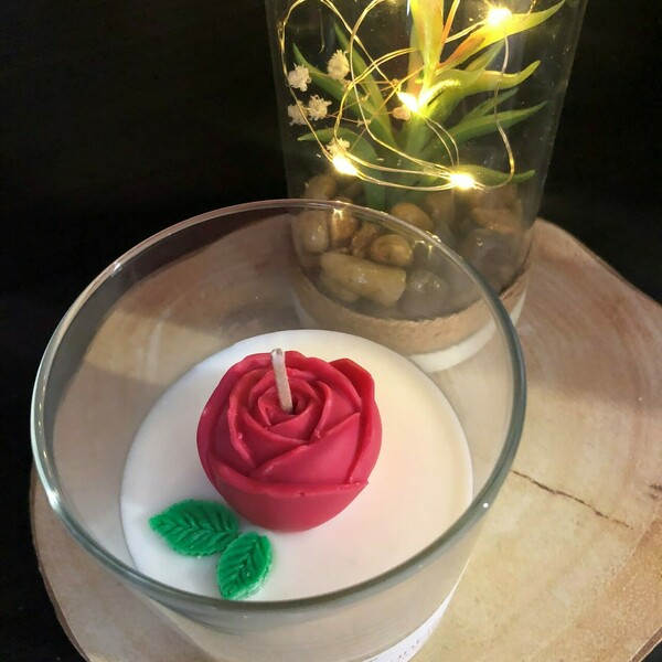 Φυτικό κερί με τριαντάφυλλo - τριαντάφυλλο, αρωματικά κεριά - 4