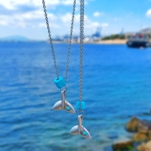 Ατσάλινο κολιέ με ουρά γοργόνας και ματάκι - charms, ατσάλι, γοργόνα, δώρο οικονομικό, φθηνά - 3