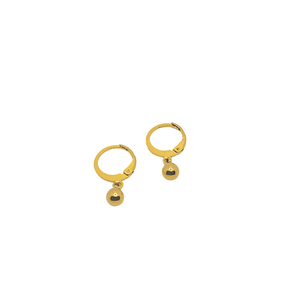 Ατσάλινα χρυσά μικρά σκουλαρίκια με κρεμαστή μπίλια,2,00εξ ύψος - επιχρυσωμένα, κρίκοι, μικρά, ατσάλι, πέρλες