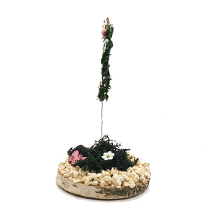 Δώρο για την γιορτή της μητέρας - στεφάνι "Σ' αγαπώ μαμά" με λουλούδια σε κορμό δέντρου - ξύλο, πέτρα, plexi glass, διακοσμητικά, ημέρα της μητέρας - 4