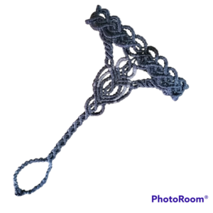 macrame ring bracelet indigo blue - γαλάζιο - μακραμέ, κορδόνια, χεριού, αυξομειούμενα