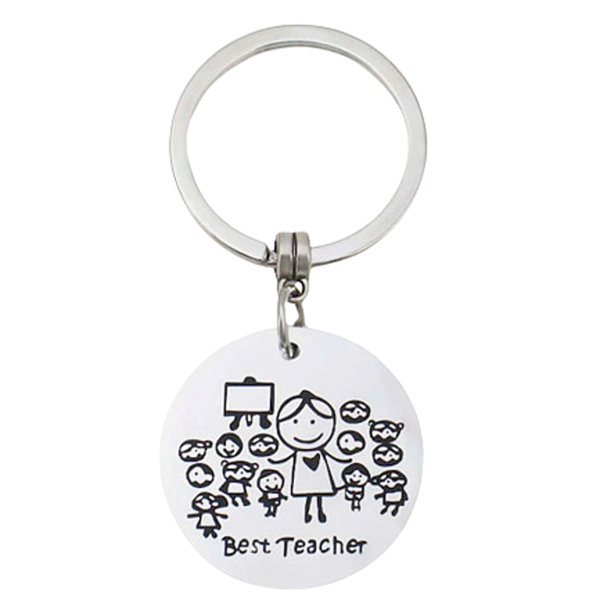 Μπρελοκ μεταλλικό ασημί ''Best Teacher'' - δωρο για τη δασκάλα 3εκ. συνολικό μήκος 6εκ. apois - μεταλλικό, δώρα για δασκάλες, αυτοκινήτου, σπιτιού, μπρελοκ κλειδιών