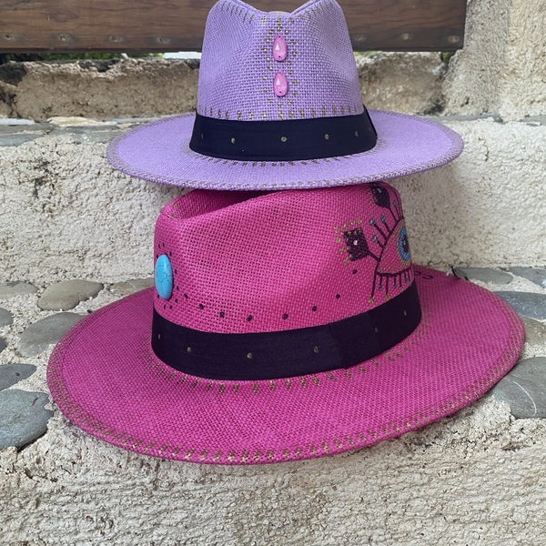 Καπέλο Παναμα - Pink Panama obsessions - απαραίτητα καλοκαιρινά αξεσουάρ, ψάθινα - 2