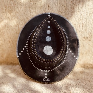 Καπέλο Παναμα - Black Swarovski crystals - απαραίτητα καλοκαιρινά αξεσουάρ, ψάθινα - 4