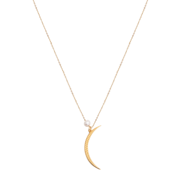 Κολιέ Ατσάλινο Με Αυξομείωση "Golden Moon" - charms, επιχρυσωμένα, φεγγάρι, ατσάλι, boho