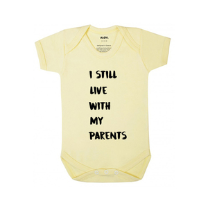I still live with my parents| κίτρινο βρεφικό φορμάκι μωρού | οργανικό βαμβάκι - κορίτσι, αγόρι, βρεφικά φορμάκια