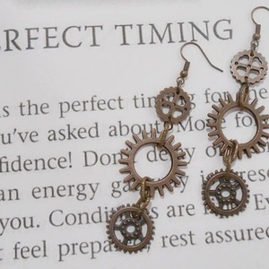 Σκουλαρίκια με γρανάζια Bronze Steampunk Gear Earrings - μπρούντζος, κρεμαστά, μεγάλα, γάντζος - 2