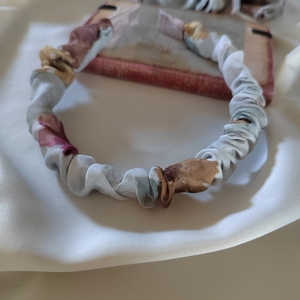 Χειροποίητη λεπτή scrunchie Στέκα μαλλιών εμπριμέ γκρι 1 τμχ 40 εκ - ύφασμα, στέκες μαλλιών παιδικές, στέκες, δώρο γεννεθλίων - 3