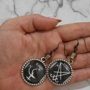 Σκουλαρίκια με γυαλί και χάντρες Lucifer Lilith earrings Occult jewelry - γυαλί, χάντρες, κρεμαστά, γάντζος - 5