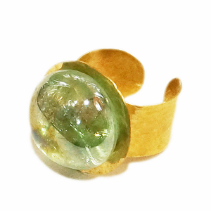 Δαχτυλίδι ανοιχτού τύπου με πράσινη χάντρα γυάλινη - ορείχαλκος, χάντρες, boho, αυξομειούμενα, φθηνά - 3
