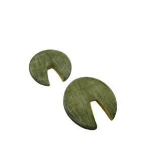 Green and Yellow Organic look earrings - πηλός, καρφωτά, μεγάλα, καρφάκι - 3