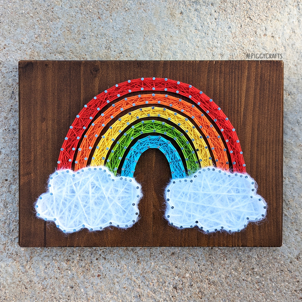 Ξύλινο κάδρο "Rainbow" 30x20cm - ξύλο, πίνακες & κάδρα, συννεφάκι, παιδικά κάδρα, δώρο γεννεθλίων - 3