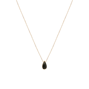 Κολιέ Ατσάλινο Επίχρυσο με Αυξομείωση "Black Drop'' - charms, επιχρυσωμένα, κοντά, ατσάλι, boho