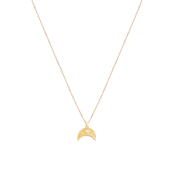 Κολιέ Κοντό Επίχρυσο με Ατσάλινη Αλυσίδα "Golden Horn" - charms, επιχρυσωμένα, κοντά, ατσάλι, boho