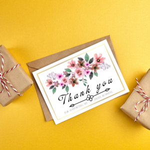 Ψηφιακή εκτυπώσιμη κάρτα "Thank you" - Μπουκέτο Ροζ ακουαρέλα - κάρτες - 4