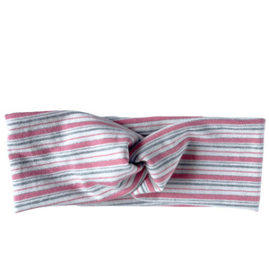 Headband, ελαστική κορδέλα με ρίγες μπεζ-ροζ - ύφασμα, ριγέ, headbands