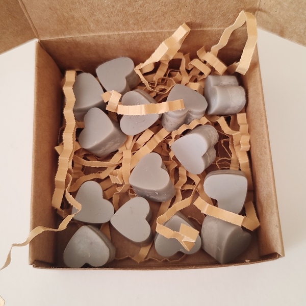 The " Mini hearts" wax melts (grey) - αρωματικά κεριά, κεριά, vegan κεριά