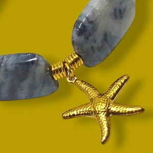 Βραχιόλι γυναικείο αστερίας με Αχάτη - ημιπολύτιμες πέτρες, επιχρυσωμένα, boho, χεριού - 4