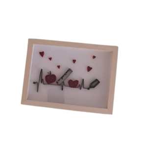 Καδράκι 20x15cm ''καρδιογράφημα αγάπης'', με την τεχνική της χαρτοπλεκτικής. - πίνακες & κάδρα, για δασκάλους