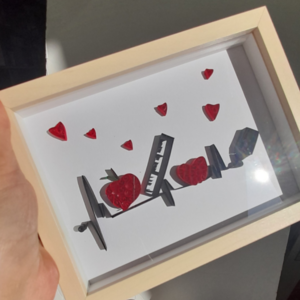 Καδράκι 20x15cm ''καρδιογράφημα αγάπης'', με την τεχνική της χαρτοπλεκτικής. - πίνακες & κάδρα, για δασκάλους - 4