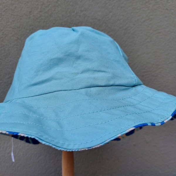 Χειροποίητο καπέλο διπλής όψης, υφασμάτινο, ενηλίκων, μέγεθος μεσαίο, διάμετρο 58 εκ. - ύφασμα, χειροποίητα, απαραίτητα καλοκαιρινά αξεσουάρ, καπέλο - 3
