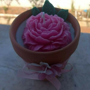 Γλαστράκι μεσαίο με αρωματικό κερί σόγιας και τριαντάφυλλο ❤️❤️❤️❤️❤️❤️❤️❤️❤️❤️ - αρωματικά κεριά - 3