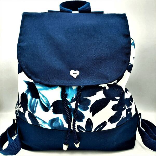 Καλοκαιρινή μπλε τσάντα πλάτης Backpack - ύφασμα, πλάτης, μεγάλες, all day, πάνινες τσάντες