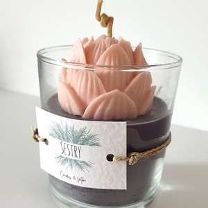 The " Lotus flower " candle (grey) - αρωματικά κεριά, κερί σόγιας, vegan κεριά - 2