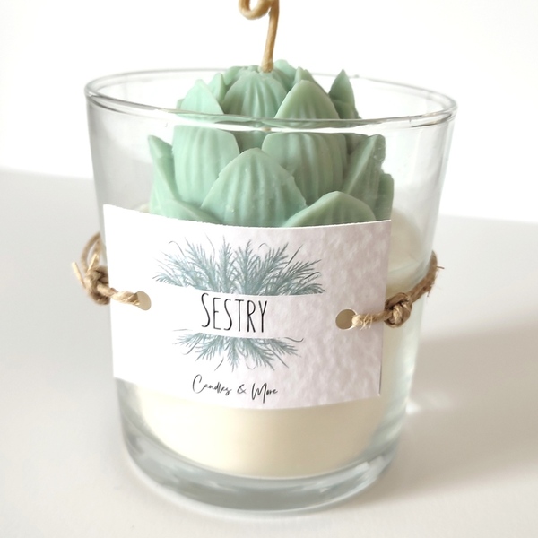 The " Lotus flower " candle (mint) - αρωματικά κεριά, κερί σόγιας, vegan κεριά