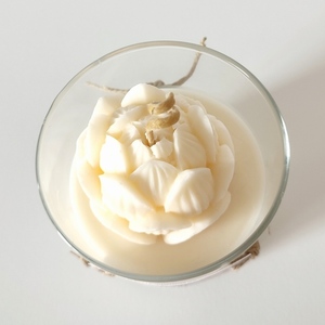 The " Lotus flower " candle (ecru) - αρωματικά κεριά, κερί σόγιας, vegan κεριά - 2