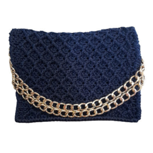 DARK BLUE DIAMOND LARGE SHOULDERBAG - νήμα, ώμου, μεγάλες, all day, πλεκτές τσάντες - 2