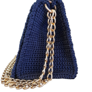 DARK BLUE DIAMOND LARGE SHOULDERBAG - νήμα, ώμου, μεγάλες, all day, πλεκτές τσάντες - 4