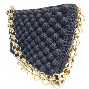 DARK BLUE BUBBLE CLUTCH BAG-Αντίγραφο - νήμα, φάκελοι, πλεκτές τσάντες, βραδινές, μικρές