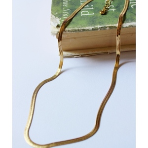 Gold snake| Ατσάλινη πλακέ αλυσίδα για το λαιμό - αλυσίδες, επιχρυσωμένα, κοντά, ατσάλι, φθηνά - 2