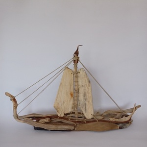 Driftwood Boat 01 - ξύλο, κοχύλι, καράβι