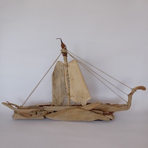 Driftwood Boat 01 - ξύλο, κοχύλι, καράβι - 4