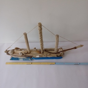 Driftwood Boat 03 - ξύλο, κοχύλι, καραβάκι, διακοσμητικά - 2