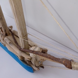 Driftwood Boat 03 - ξύλο, κοχύλι, καραβάκι, διακοσμητικά - 3