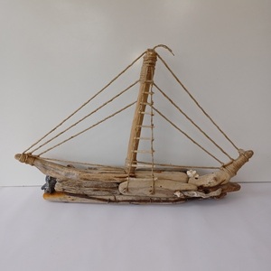 Driftwood Boat 04 - ξύλο, κοχύλι, καράβι, διακοσμητικά