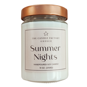 The Candle Factory Summer Nights Χειροποίητο Κερί Σόγιας 250ml. - αρωματικά κεριά, κερί σόγιας, soy candles, vegan κεριά
