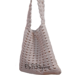 BEIGE SHELLS SHOPPINGBAG - νήμα, ώμου, μεγάλες, θαλάσσης, πλεκτές τσάντες