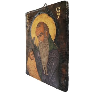 Χειροποίητη αγιογραφία ο Άγιος Στυλιανός 30x24cm - πίνακες & κάδρα, πίνακες ζωγραφικής, εικόνες αγίων - 3