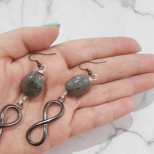 Σκουλαρίκια με χάντρες και μεταλλικά στοιχεία, κρεμαστά Infinity Earrings - άπειρο, χάντρες, ατσάλι, κρεμαστά, γάντζος - 4