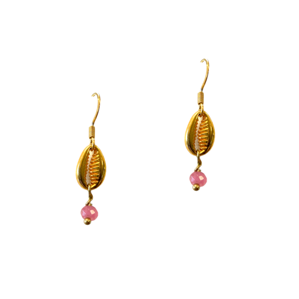 Σκουλαρίκια - Άριελ (χρυσό & ροζ) - επιχρυσωμένα, ορείχαλκος, μικρά, κρεμαστά, γάντζος