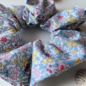 Λαστιχάκι μαλλιών, scrunchies, βαμβακερό φλοράλ - ύφασμα, φλοράλ, λαστιχάκια μαλλιών - 2