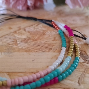 Βραχιόλι seed beads πολύχρωμο πολλαπλών σειρών - χάντρες, boho, πολύσειρα, χεριού, αυξομειούμενα - 3